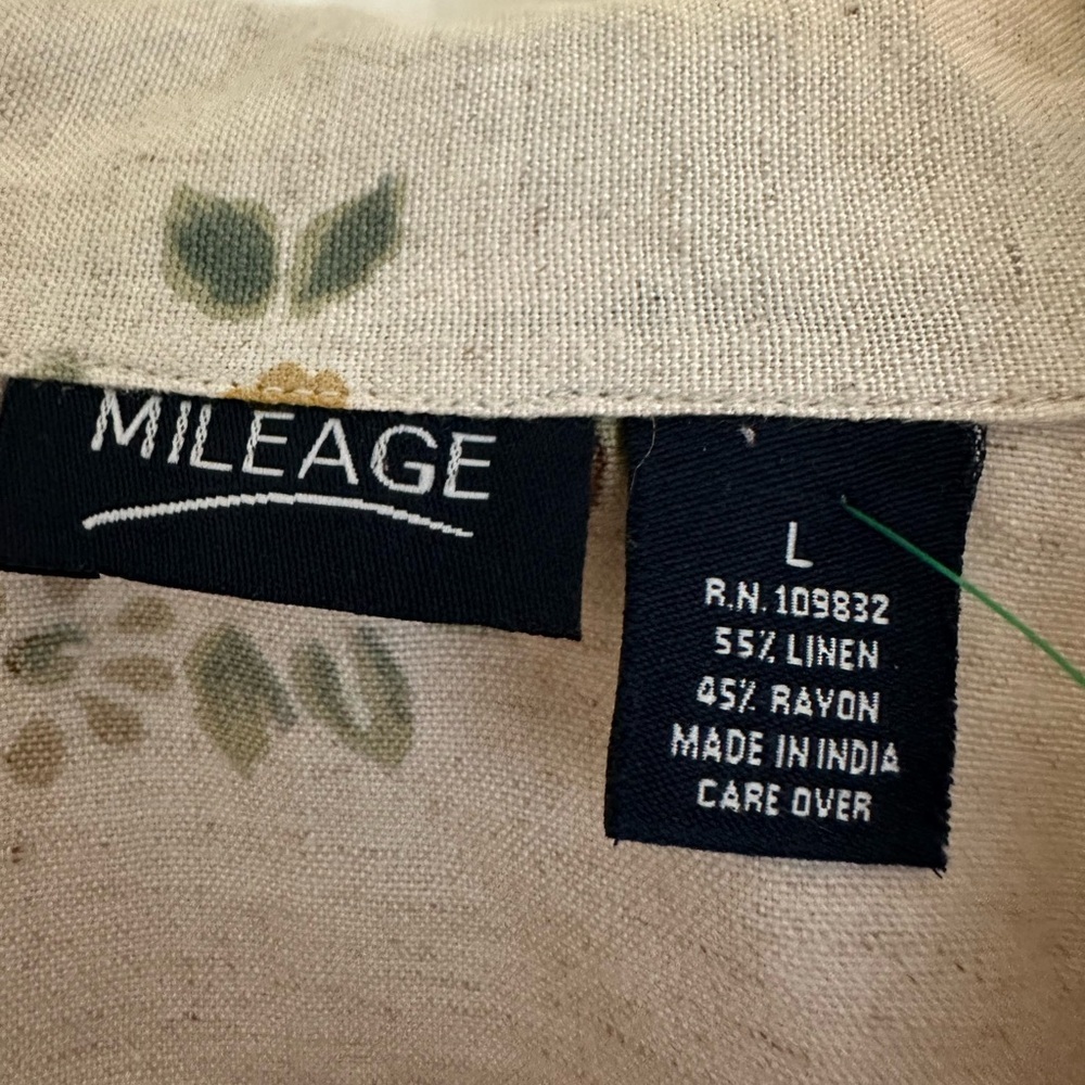 VTG Mileage Linen Blend Pretty Pink Floral Blouse on Cream Background Size Large - Picture 2 of 4